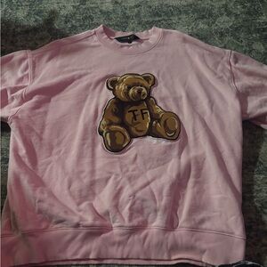 Teddy Fresh Pink Crewneck Sweater with Bear Design